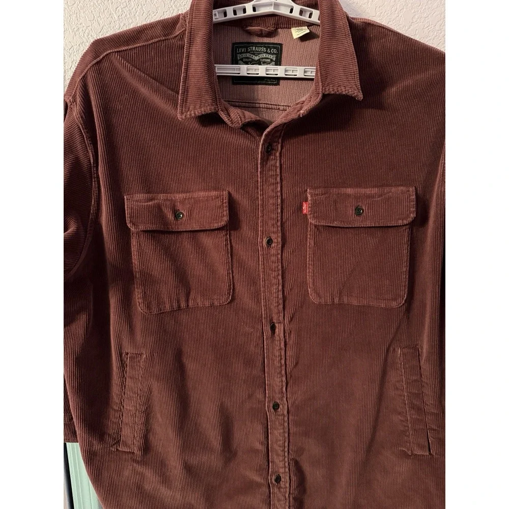 Levi's Mens Relaxed Fit Western Shirt XXL Corduroy Jacket Button Up Work Barn